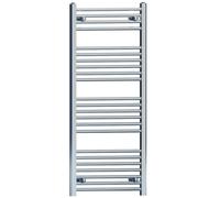 MYHOMEWARE 550mm x 1200mm Flat Chrome Heated Towel Rail Radiator Designer Bathroom Radiator For Central Heating Designer