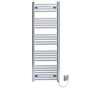 Myhomeware 550mm X 1400mm Flat Chrome Electric Pre-Filled Heated Towel Rail Radiator For Bathroom Designer Standard Element