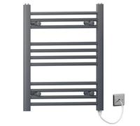 Myhomeware 550mm X 600mm Anthracite Grey Flat Electric Pre-Filled Heated Towel Rail Radiator For Bathroom Designer Standard Element
