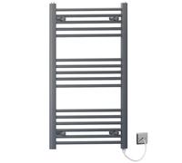 Myhomeware 550mm X 900mm Anthracite Grey Flat Electric Pre-Filled Heated Towel Rail Radiator For Bathroom Designer Standard Element