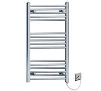 MYHOMEWARE 550mm x 900mm Flat Chrome Electric Pre-Filled Heated Towel Rail Radiator For Bathroom Designer Standard Element
