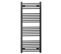 Myhomeware 600 mm X 1200 mm Straight Flat Black Heated Bathroom Designer Towel Rail Radiator For Central Heating