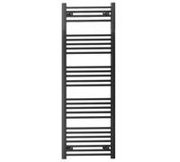 Myhomeware 600 mm X 1400 mm Straight Flat Black Heated Bathroom Designer Towel Rail Radiator For Central Heating