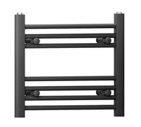 Myhomeware 600 mm X 400 mm Straight Flat Black Heated Bathroom Designer Towel Rail Radiator For Central Heating