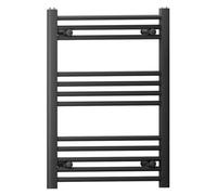Myhomeware 600 mm X 700 mm Straight Flat Black Heated Bathroom Designer Towel Rail Radiator For Central Heating