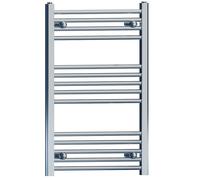 MYHOMEWARE 600 mm x 800 mm Straight Chrome Heated Bathroom Towel Rail Radiator For Central Heating Designer