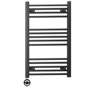 Myhomeware 600 X 800 mm Black Electric Bathroom Heated Towel Rail Thermostatic Warmer Radiator Precise Control Terma Moa Element