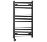 Myhomeware 600 X 900 mm Black Electric Bathroom Heated Towel Rail Thermostatic Warmer Radiator Precise Control Terma Moa Element