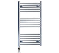 Myhomeware 600 X 900 mm Chrome Electric Bathroom Towel Rail Radiator Heater With Af Thermostatic Electric Element Pre-Filled