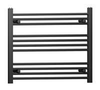 MYHOMEWARE 700 mm x 600 mm Black Flat Heated Bathroom Towel Rail Radiator For Central Heating Elegant Designer