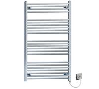 MYHOMEWARE 700 x 1200 Flat Chrome Flat Electric Pre-Filled Towel Rail Radiator For Designer Bathroom Standard Element