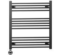 Myhomeware 700 X 800 mm Black Electric Bathroom Heated Towel Rail Thermostatic Warmer Radiator Precise Control Terma Moa Element