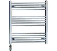 MYHOMEWARE 700 x 800 mm Chrome Electric Bathroom Towel Rail Radiator Heater With AF Thermostatic Electric Element Pre-Filled