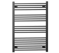 Myhomeware 800 mm X 1000 mm Straight Black Heated Bathroom Towel Rail Radiator For Central Heating Designer