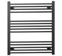 MYHOMEWARE 800 mm x 800 mm Straight Black Heated Bathroom Towel Rail Radiator For Central Heating Designer