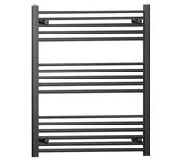 Myhomeware 800 mm X 900 mm Black Flat Heated Bathroom Towel Rail Radiator For Central Heating Elegant Designer