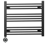 Myhomeware 800 X 600 mm Black Electric Bathroom Heated Towel Rail Thermostatic Warmer Radiator Precise Control Terma Moa Element