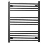 Myhomeware 800mm Wide Black Flat Heated Bathroom Towel Rail Radiator For Central Heating Elegant Designer UK (Alyssa 800 / 900mm Black)