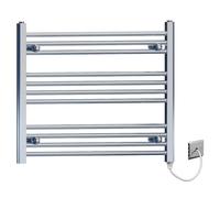 Myhomeware 800mm Wide Flat Chrome Electric Pre-Filled Heated Towel Rail Radiator For Bathroom Designer UK (800mm x 600mm (h))