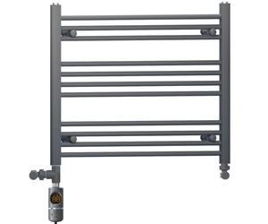 Myhomeware 900mm Wide Anthracite Grey Dual Fuel Electric Radiator Bathroom Towel Rail Radiator With Thermostatic and Standard Electric Element UK (900 x 600 mm (h), AF Thermostatic Electric Element)