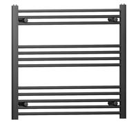 Myhomeware 900mm Wide Black Flat Heated Bathroom Towel Rail Radiator For Central Heating Elegant Designer UK (Alyssa 900 / 700mm Black)