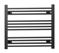 Myhomeware 900mm Wide Black Flat Heated Bathroom Towel Rail Radiator For Central Heating Elegant Designer UK (Alyssa 900 / 600mm Black)