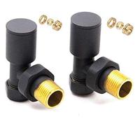 myhomeware Anthracite Angled Radiator Valves Pair Set With Compression Reducer 10mm/15mm