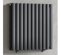 MYHOMEWARE Anthracite Gray 660 x 600 mm Modern Horizontal Column Designer Radiator Oval Double Panel Radiator Heater