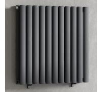 Myhomeware Anthracite Gray 660 X 600 mm Modern Horizontal Column Designer Radiator Oval Double Panel Radiator Heater