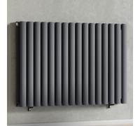 MYHOMEWARE Anthracite Gray 960 x 600 mm Modern Horizontal Column Designer Radiator Oval Double Panel Radiator Heater