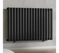 Myhomeware Black 1020 X 600 mm Modern Horizontal Column Designer Radiator Oval Single Panel Radiator Heater