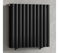 Myhomeware Black 660 X 600 mm Modern Horizontal Column Designer Radiator Oval Double Panel Radiator Heater