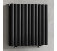 MYHOMEWARE Black 660 x 600 mm Modern Horizontal Column Designer Radiator Oval Double Panel Radiator Heater