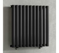 MYHOMEWARE Black 660 x 600 mm Modern Horizontal Column Designer Radiator Oval Single Panel Radiator Heater