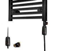 Myhomeware Black GT Thermostatic Heating Electric Element For Heated Towel Rail Radiator With Black T-Pieces (150W)