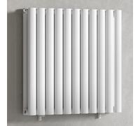 Myhomeware White 660 X 600 mm Modern Horizontal Column Designer Radiator Oval Double Panel Radiator Heater