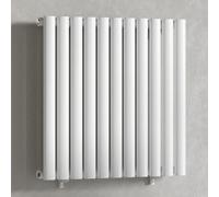 Myhomeware White 660 X 600 mm Modern Horizontal Column Designer Radiator Oval Single Panel Radiator Heater