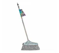 MYHOMiE Heavy-Duty Self-Standing Broom - 20" Wide Push Broom with Steel Handle Outdoor/Indoor Broom, Sweeping Soft Floor Brush with 53" (20 inch) Extendable Long Handle, Household Angled broom
