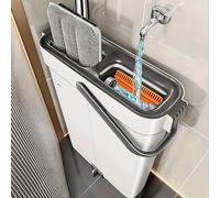 MYHOMiE Premium Flat Mop and Bucket Set - Separates Clean & Dirty Water - Compact & Lightweight - 2 Chamber Floor Cleaning System - 360 Rotating Head - 3 Microfibre Reusable Mop Pads Included