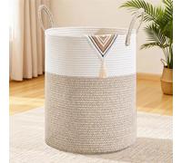 MYHOMMATTO Laundry Basket, Storage Basket, Braided Basket, 100 L Large XXL Round Laundry Hamper with Cotton Handle for Children's Room, Basket for Blankets and Toys for Living Room or Laundry Room
