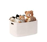 MYHOMMATTO Small Woven Laundry Basket Hamper with Handles 45L, White | cotton rope basket for Living Room Blanket Storage,wicker basket for Kids Toy,Gift,Bathroom,Bedroom Dirty Clothes