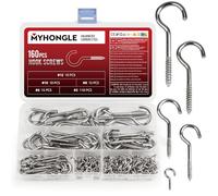 MYHongLe 160 Pcs Screw in Hooks for Hanging, Cup Heavy Duty Screw-in HooksCeiling for Hanging Plants Cups Mugs Garden Lights Kitchen Cabinet Shelf Indoor Outdoor Use (Silvery-160)
