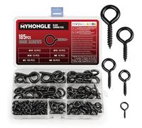MYHongLe 185 Pcs Eye Bolts Screw in Hooks for Hanging, Heavy Duty Eye Hooks Screw, Eye Screws for Wood, Hanging Plants Garden Lights Lifting and Securing Cables Wires Indoor Outdoor Use ( Black-185)