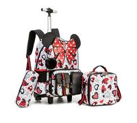 MYHSBYO Girls Rolling Backpacks for Kids Set 16.5" Roller Backpacks for Girls Elementary Middle School Bookbag, Hongsehudiejei, M, Hongsehudiejei