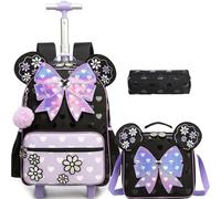 MYHSBYO Girls Rolling Backpacks for Kids Set 16.5" Roller Backpacks for Girls Elementary Middle School Bookbag, Zisehudiejei, M, Zisehudiejei