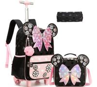 MYHSBYO Girls Rolling Backpacks for Kids Set 16.5" Roller Backpacks for Girls Elementary Middle School Bookbag, Fensehudiejei, M, Fensehudiejei