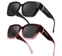 Myiaur 2 Pack Over Glasses Sunglasses for Women Polarised UV400 Protection | Oversized Frame Anti Glare Fit Over Sun Glasses, for Driving & Outdoor