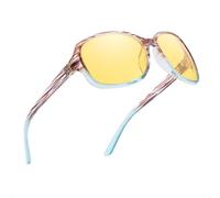 Myiaur Night Vision Glasses for Women Polarised Anti Glare Night Driving Headlight Glasses Trendy Wrap Around Frame for Overcast & Nighttime Driving