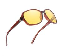 Myiaur Night Vision Glasses for Women Polarised Anti Glare Night Driving Headlight Glasses Trendy Wrap Around Frame for Overcast & Nighttime Driving