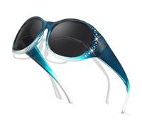Myiaur Polarised Sunglasses Over Glasses for Women UV400 Protection Oversized Trendy Frame with Shiny Accents for Driving